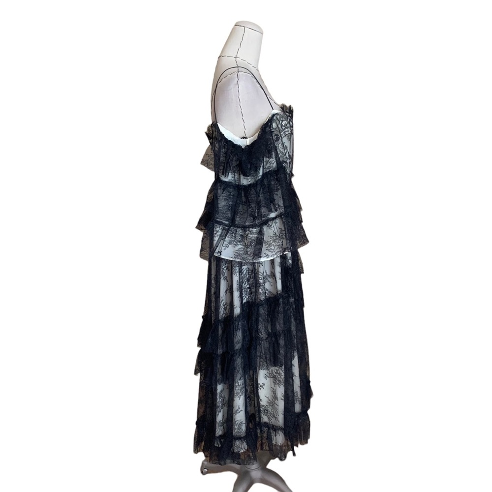 Lovely Alexa Chung Black Lace Tiered Off Shoulder Dress US 12 Party Wedding - Picture 4 of 10